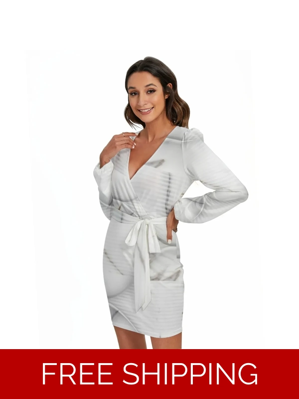 Motiff Long Sleeve Dress with Waist Belt